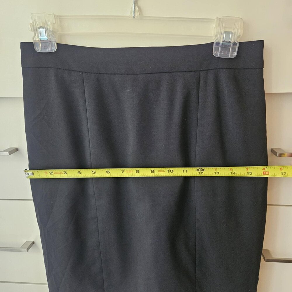 Club Monaco Women's Italian Tropical Wool Black Minimalist Pencil Skirt Size 2 - Picture 10 of 12